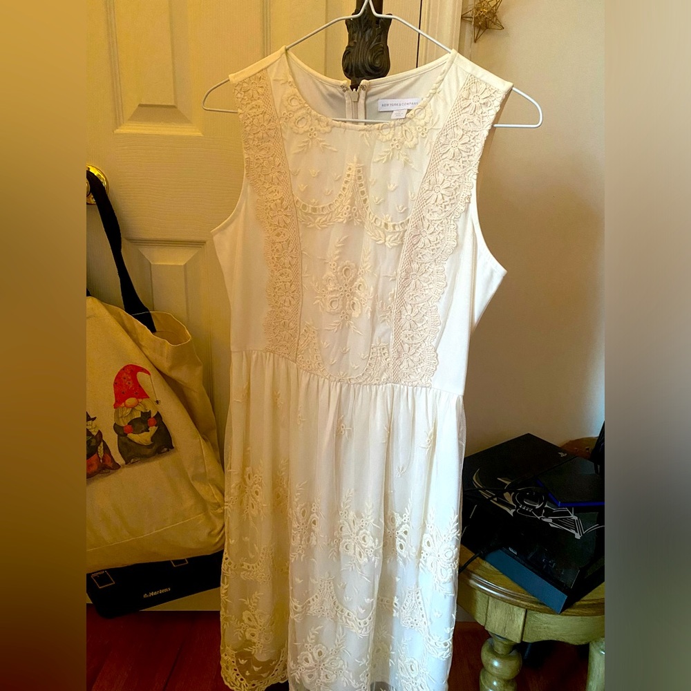 New York & Company White Lace Hem Dress